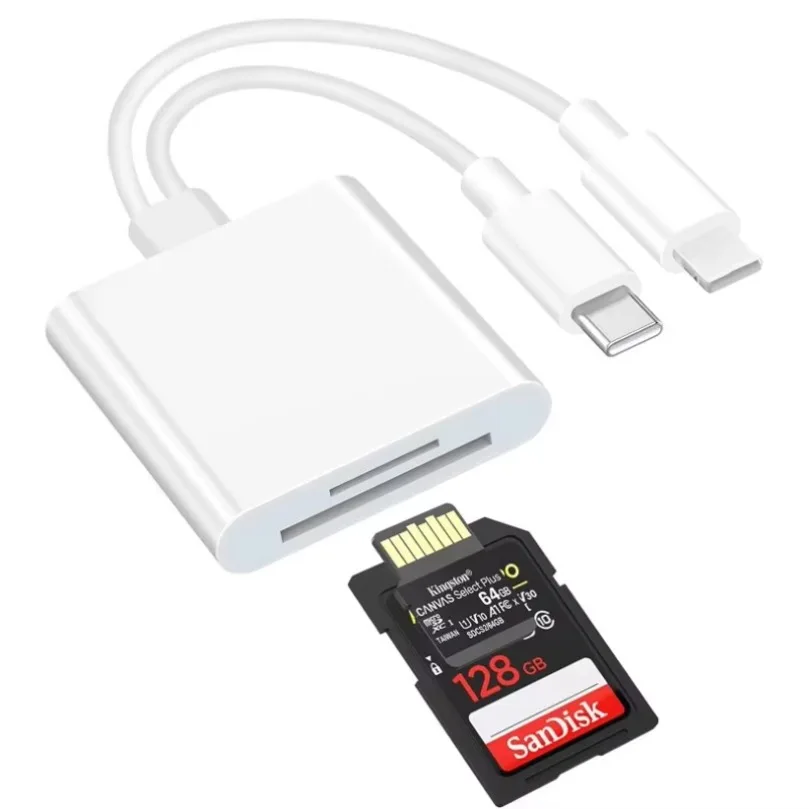 Dual Interface SD TF Card Reader Lightning & Type-C Adapter Fast Data Transfer for iPhone iPad MacBook Laptop Camera Home Office view 6