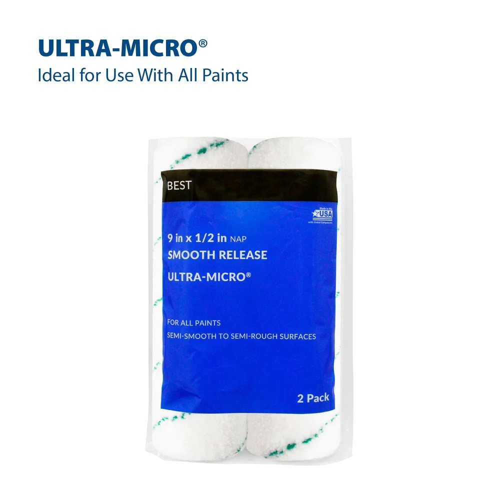 أغطية أسطوانية من الألياف الدقيقة للغاية مقاس 9 × 1/2 بوصة مكونة من قطعتين من أدوات توزيع الطلاء المتينة والمشروعات الداخلية ذات لمسة نهائية ناعمة