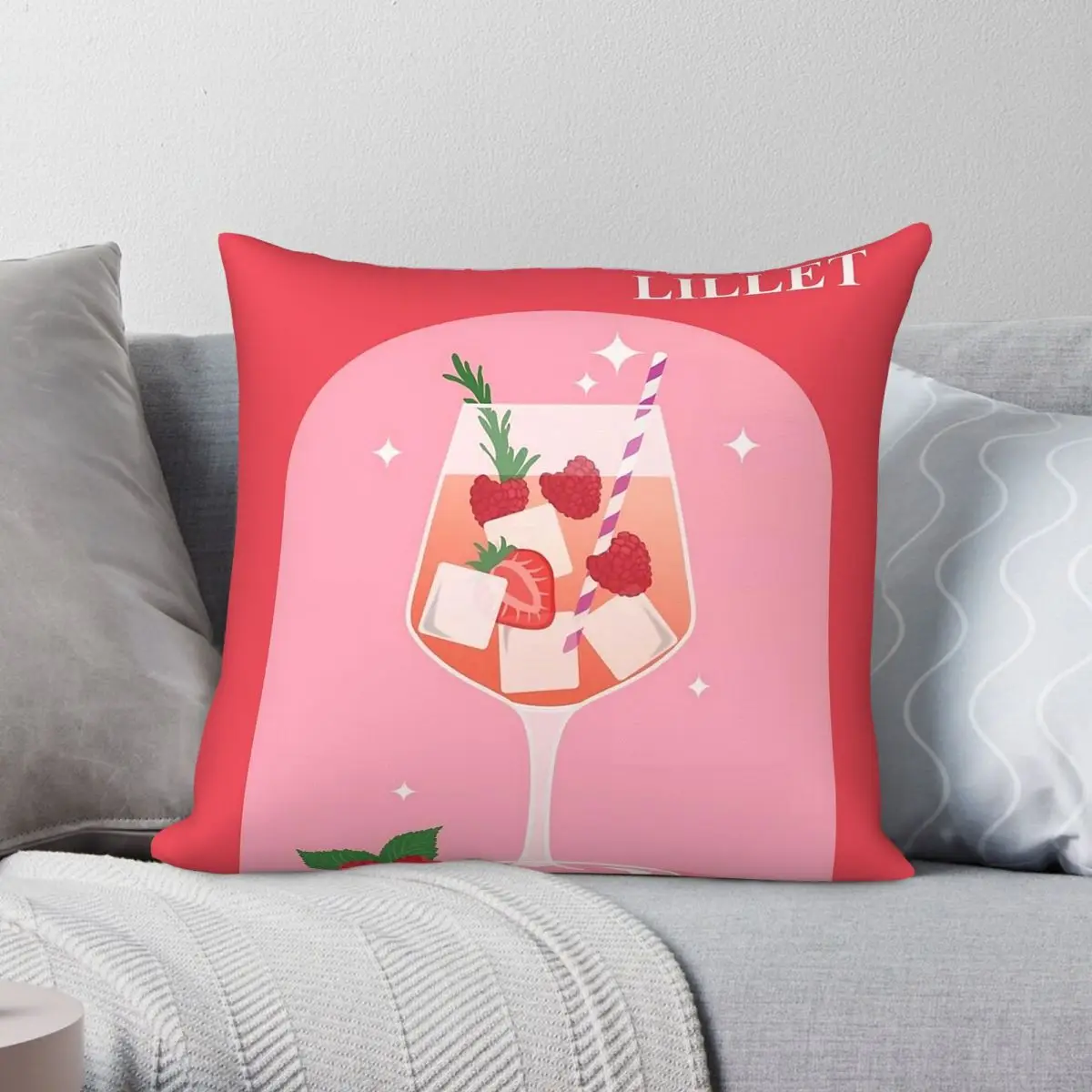 Funda de almohada cuadrada Wild Berry Lillet, funda de almohada decorativa con cremallera y patrón de terciopelo de lino y poliéster, funda de cojín para habitación de 18 pulgadas