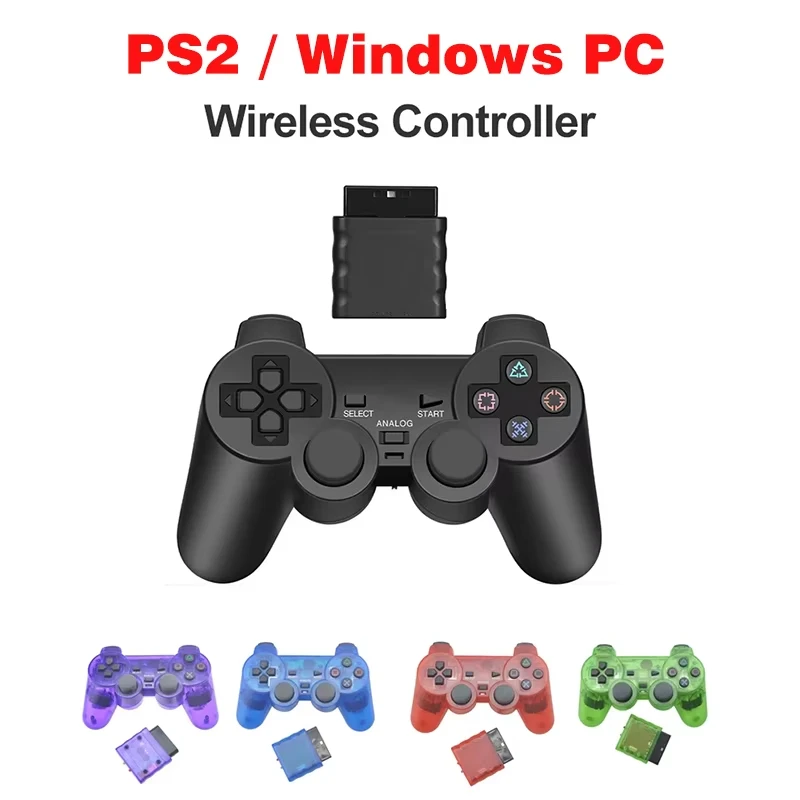 

Suitable for PS2/PS1 wireless controller, suitable for Sony Playstation 2/1/PC/TV box game controller, dual vibration joystick