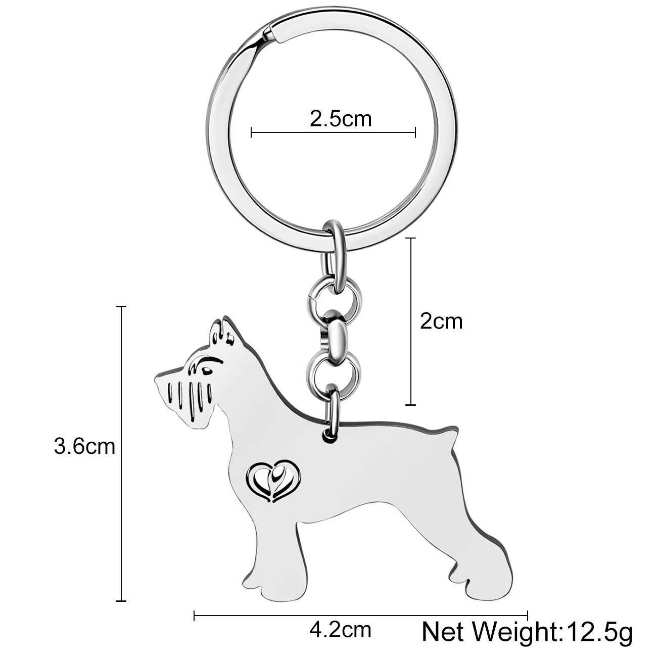 Bonsny Stainless Steel Silver-plated Schnauzer Terrier Dog Key Chains Keyring Pet Animals Keychains Fashion Jewelry For Women