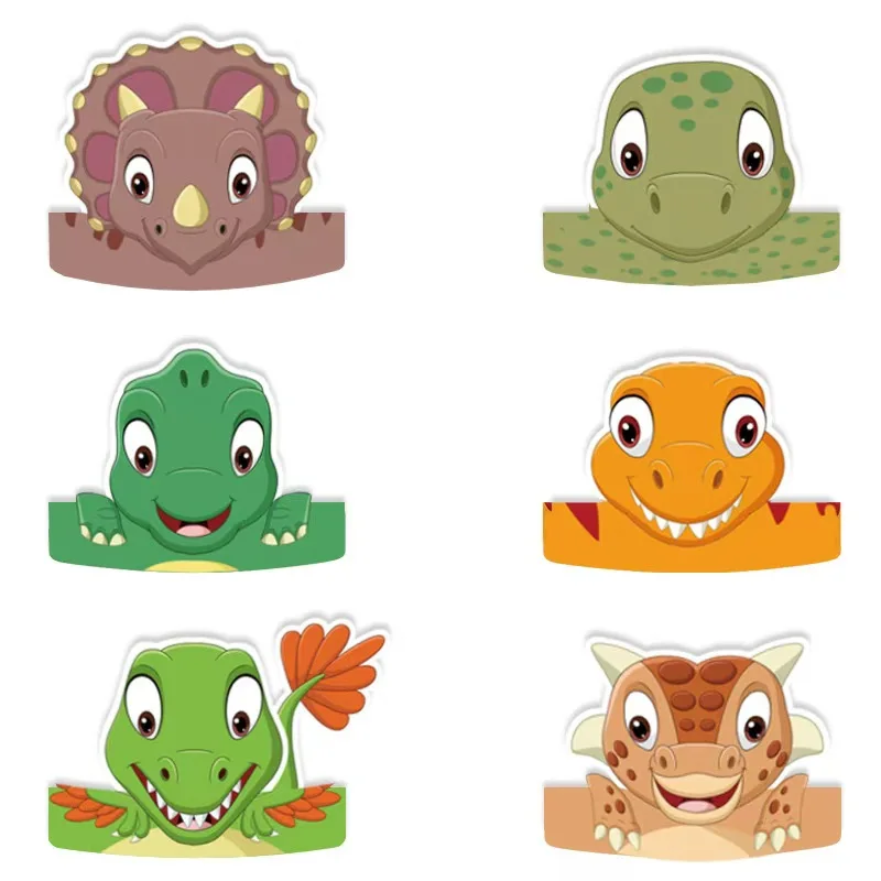 Cute Dinosaur Baby Paper Hats Paper Glasses Happy Birthday  Dinosaur Birthday Party Photo Prop for Kid Birthday Party Decoration