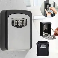 Password Key Box 4 Digit Combination Password Wall Mount Key Safe Organizer Box ABS Plastics For Indoor Outdoor Key U Disk