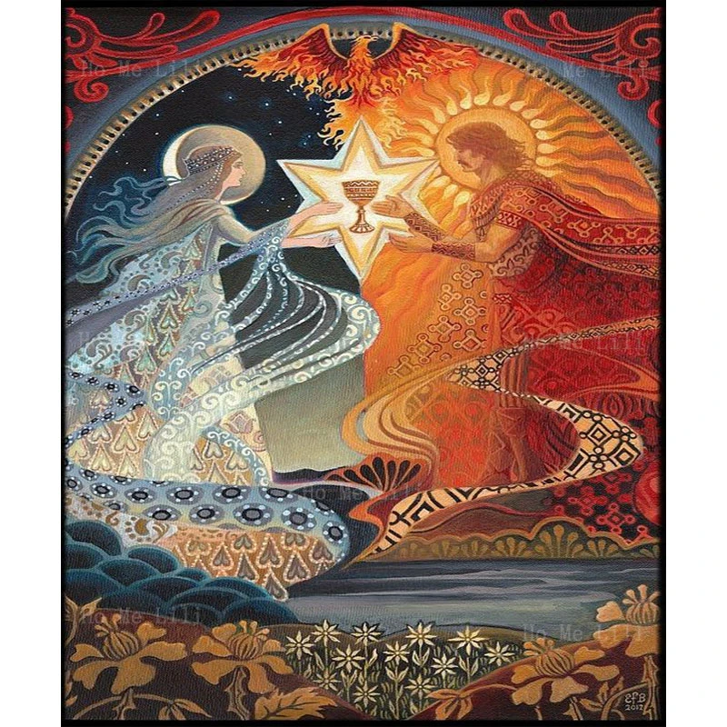 Soul Mate Twin Flame Love Masculine And Feminine Gemini's Solar Energy Canvas Wall Art By Ho Me Lili For Livingroom Decor