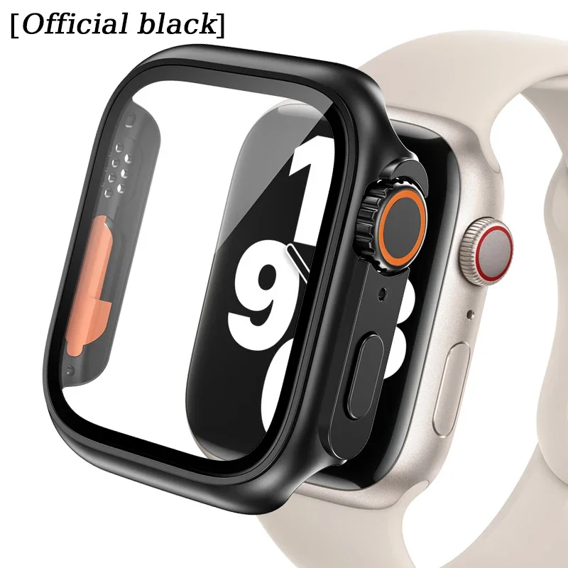 For Apple Watch Accessories Tempered Glass Cover 8 7 6 5 4 45mm 44mm Apple Watch Case Appearance Upgrade Change to Ultra 49mm