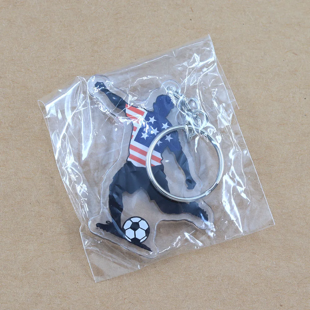 USA-Flagge Fußballspieler Acryl-Schlüsselanhänger USA 2026 Fußballstar Silhouette Schlüsselring Sportfan-Souvenir Taschenanhänger Schmuck Geschenk – Detail 10