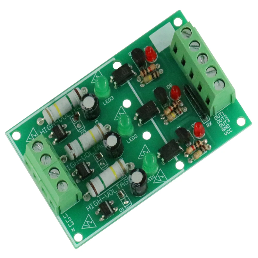 3 Channel Optocoupler Isolation Module AC 220V Isolated Board Testing Module No PCB Holder AC Detection Module