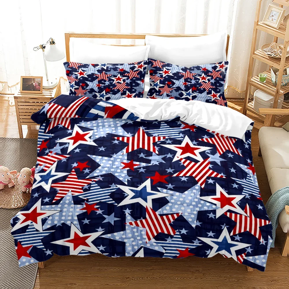 Fashion American Flag Bedding Set,Duvet Cover Comforter Bed Set Quilt Cover Pillowcase,King Queen Twin Size Boys Girls Adults