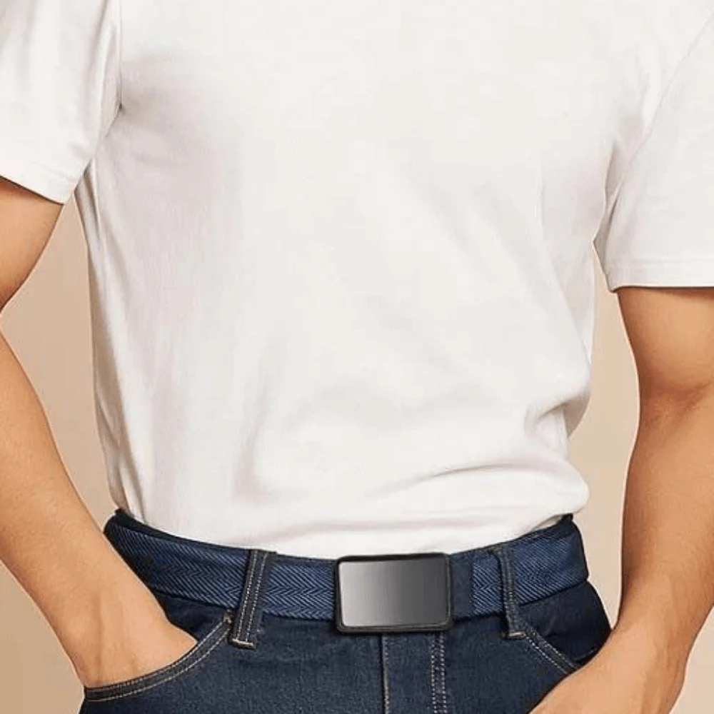 

Alloy Men Weaving Belt Contrast Color Texture Both Sides Available Belt Sturdy 360-degree Swivel Buckle Nylon Waistband