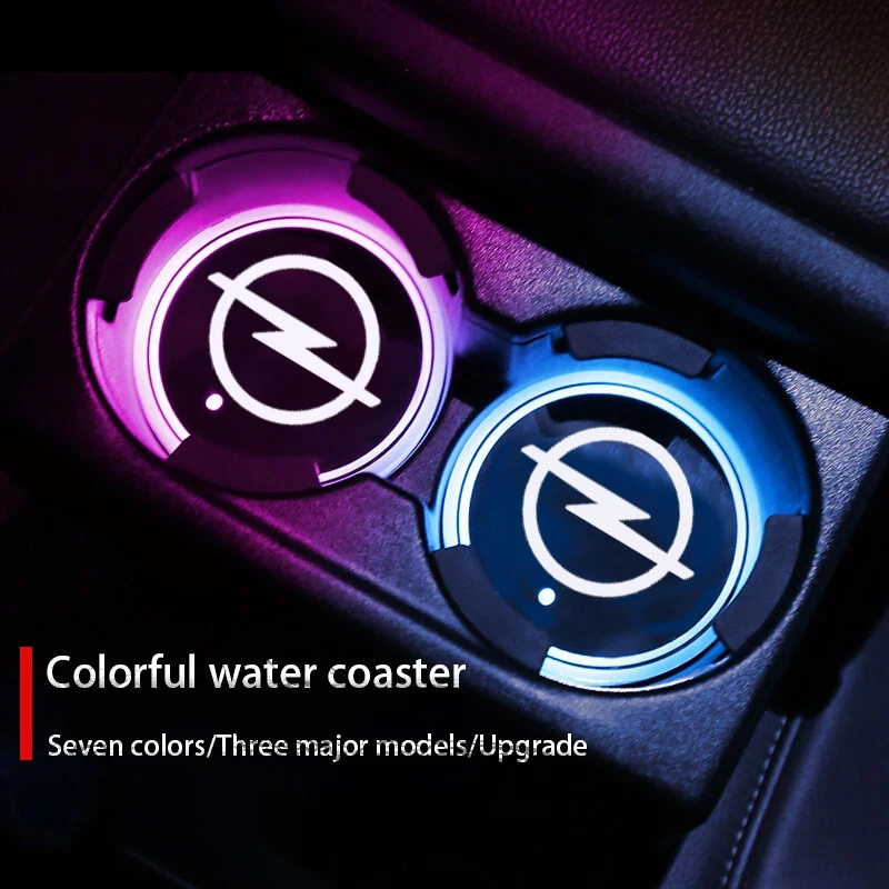 Автомобильный логотип, светодиодные светящиеся подставки для чашек с водой, красочные лампы подставки для Opel Astra G H J FInsignia Vectra Zafira Antara Corsa Mokka