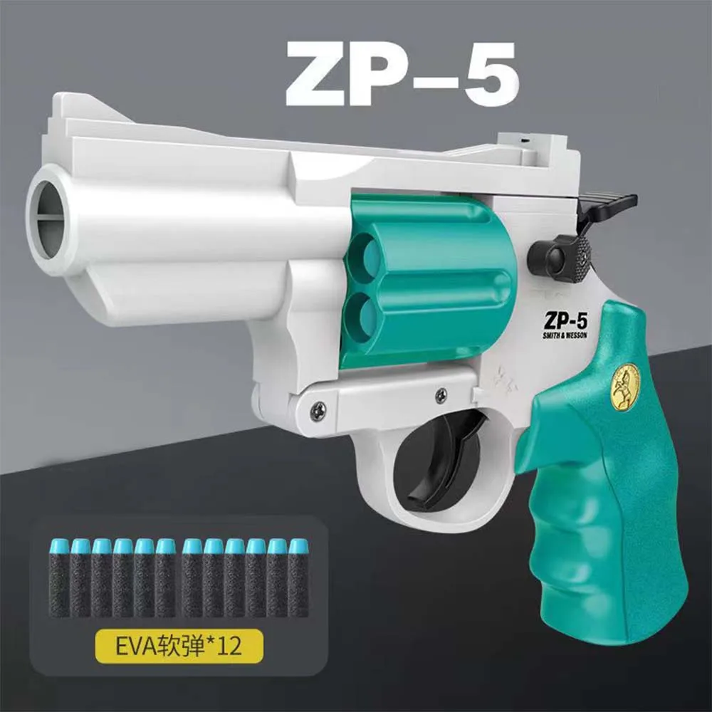 ZP5 Revolver Pistol Launcher Shooting Games Gifts For Kids Boys Safe Toy Gun Dropshipping