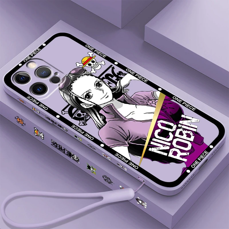 One P-Piece Robin Sanji Cool Liquid Left Rope For Apple iPhone 15 14 13 12 11 XS XR X 8 7 SE Pro Max Plus Mini Funda Phone Case