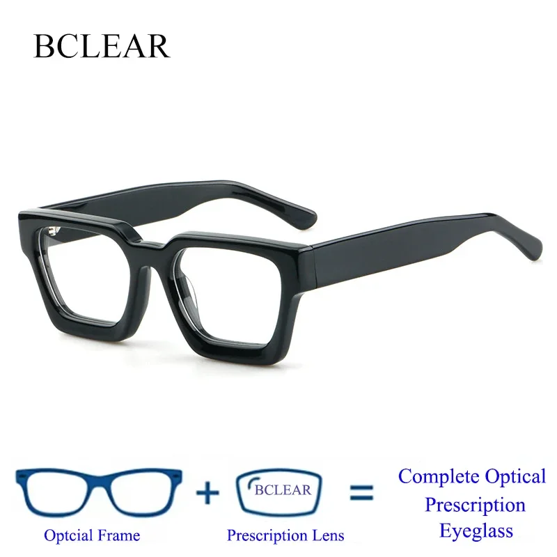 BCLEAR Handmade Vintage Acetate Glasses Frame Men Retro Eyeglass Frame Women Luxury Brand Eyewear Myopia Presbyopia Prescription