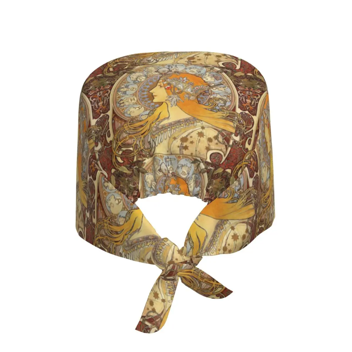 

Alphonse Mucha Zodiac Art Nouveau Woman Scrub Hat Doctor Working Surgical Cap Unisex Adjustable Nursing Caps for Dentist