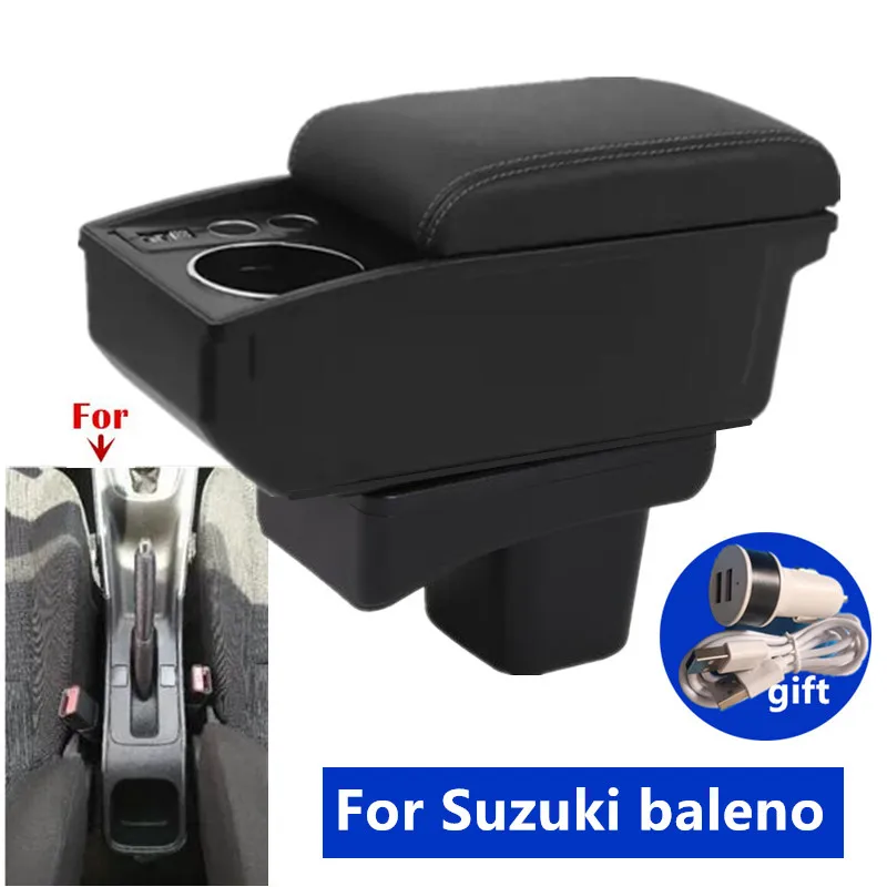 Car Armrest Box For Suzuki Baleno 2017-2020 Armrest Box Double-Layer Storage box with Cup Holder Retrofit Car Interior Accessory