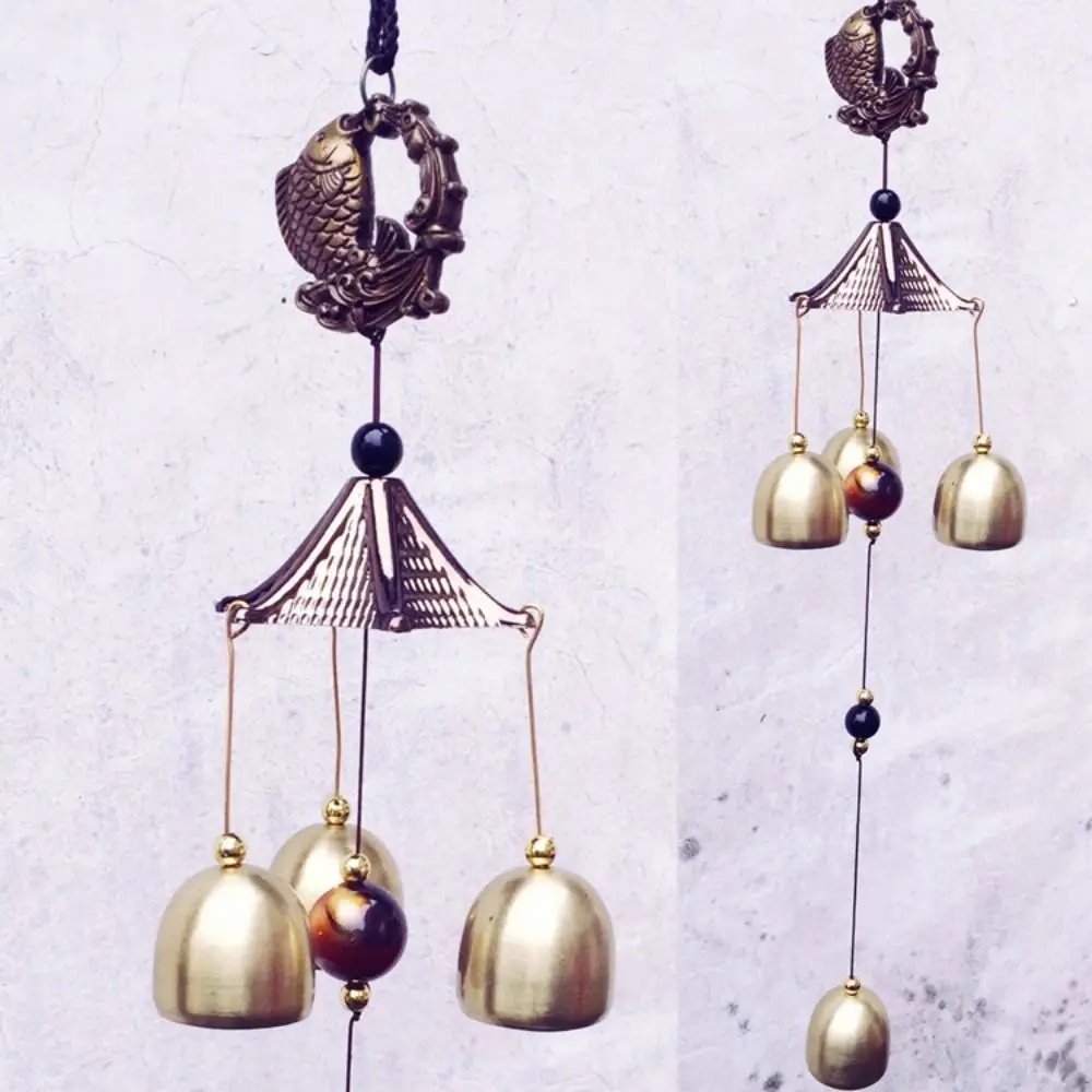 1PC Retro Wind Chimes Copper Wind Bell Hanging Pendants Garden Decorations Outdoor Oriental Lucky Pendants