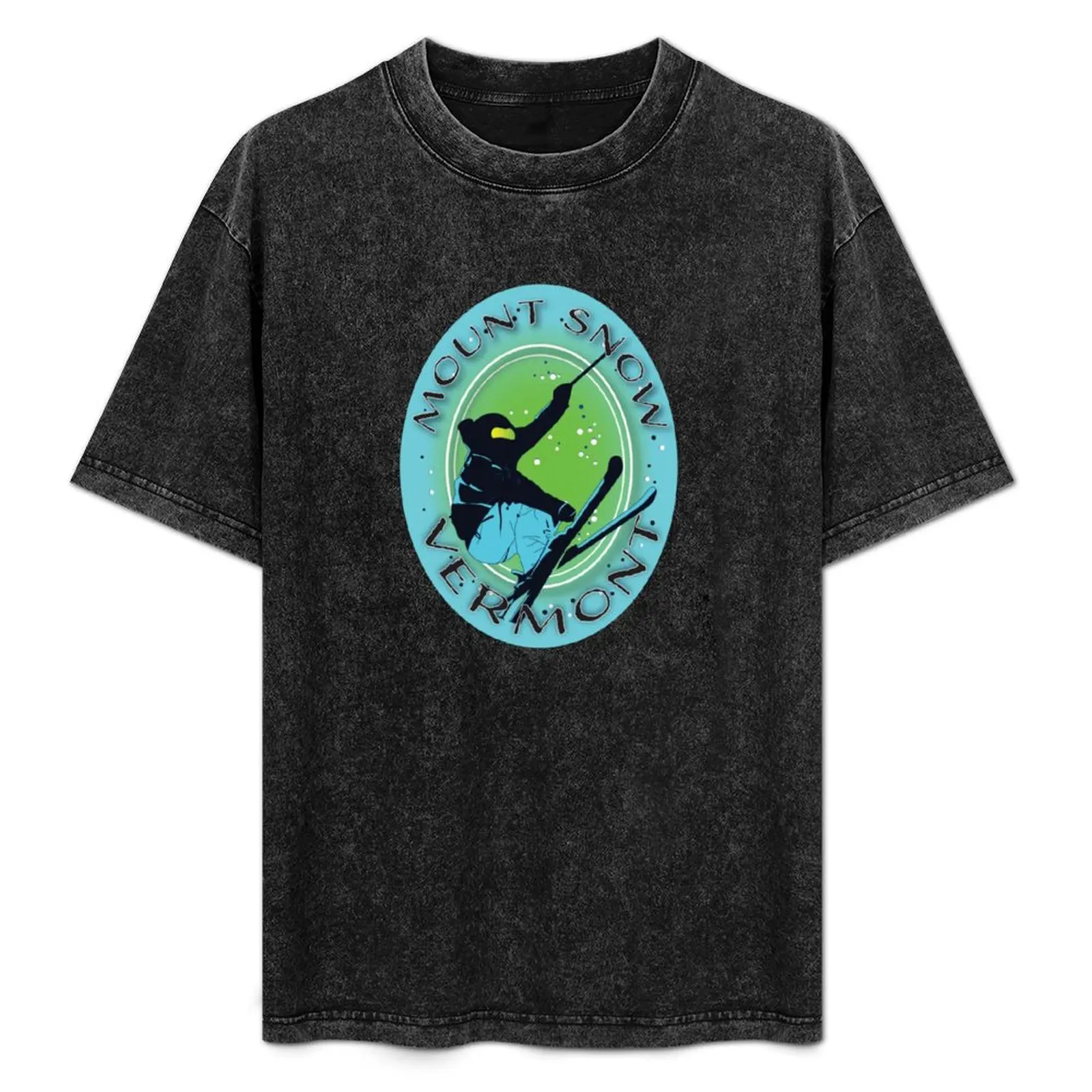 Mount Snow Mountain Ski Vermont Snowboard T-Shirt Casual Loose Short Sleeve Tee for Men