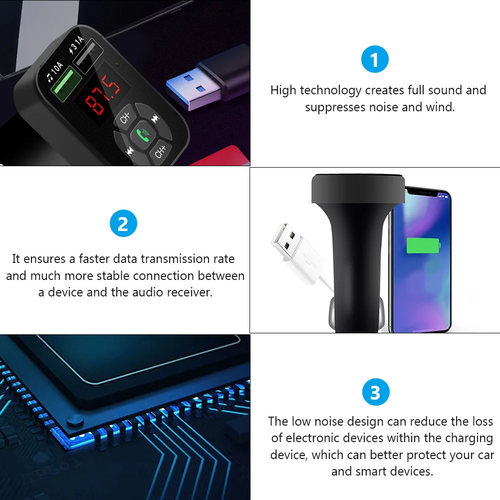 

Car Mp3 Player Wireless Audio Adapter Hands-Free Calling Usb Charging Port Noise-Suppressing Portable Mp3 Transmitter