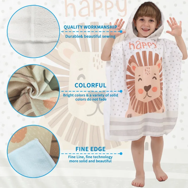 Cartoon Baby Bath Towel Microfiber Hooded Beach Towel Newborn Cape Towels Soft Poncho Kids Bathing Stuff Infant Washcloth