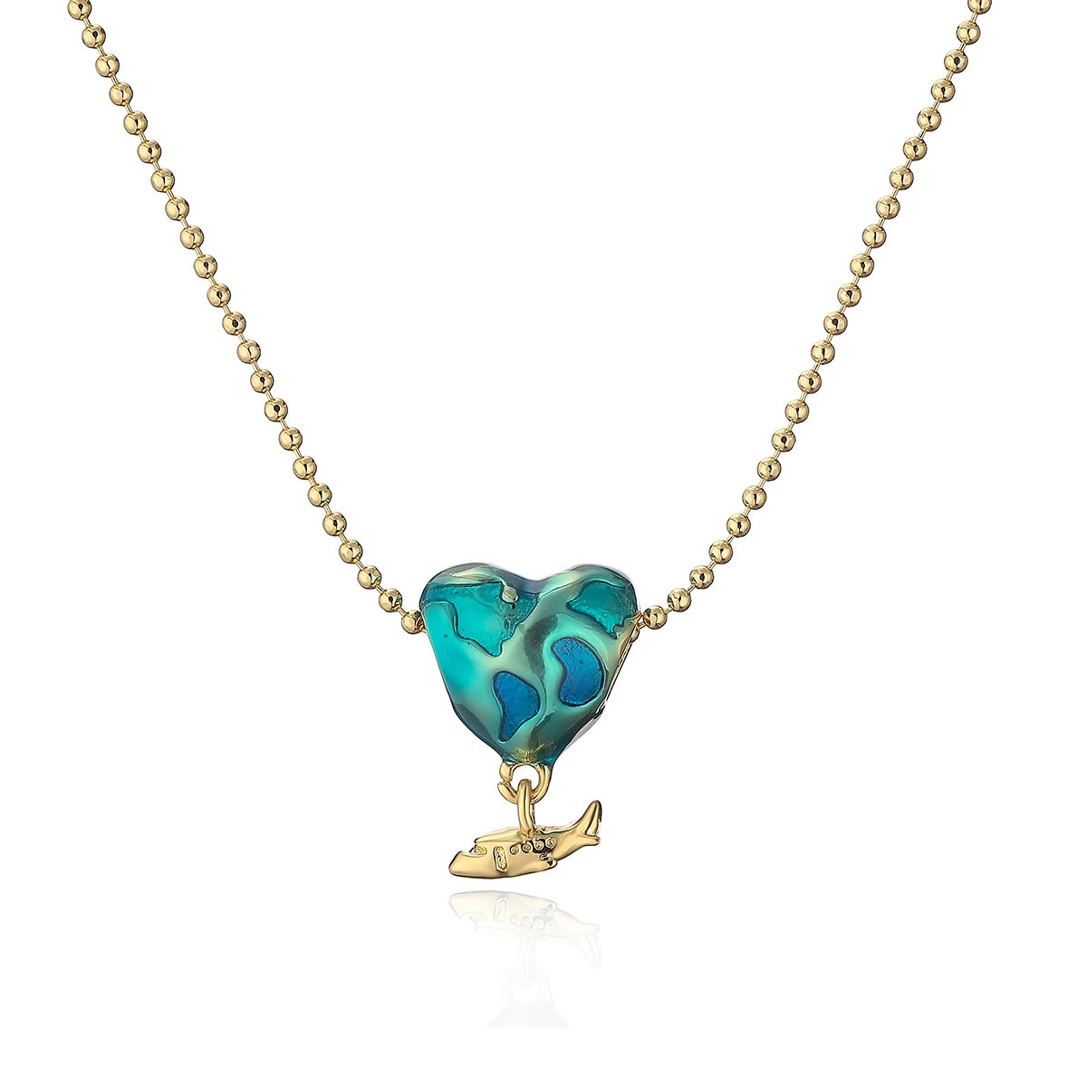 NEWBUY Delicate Heart Plane Pendant Necklaces For Women Girl Gold Color Female Party Jewelry Birthday Gift