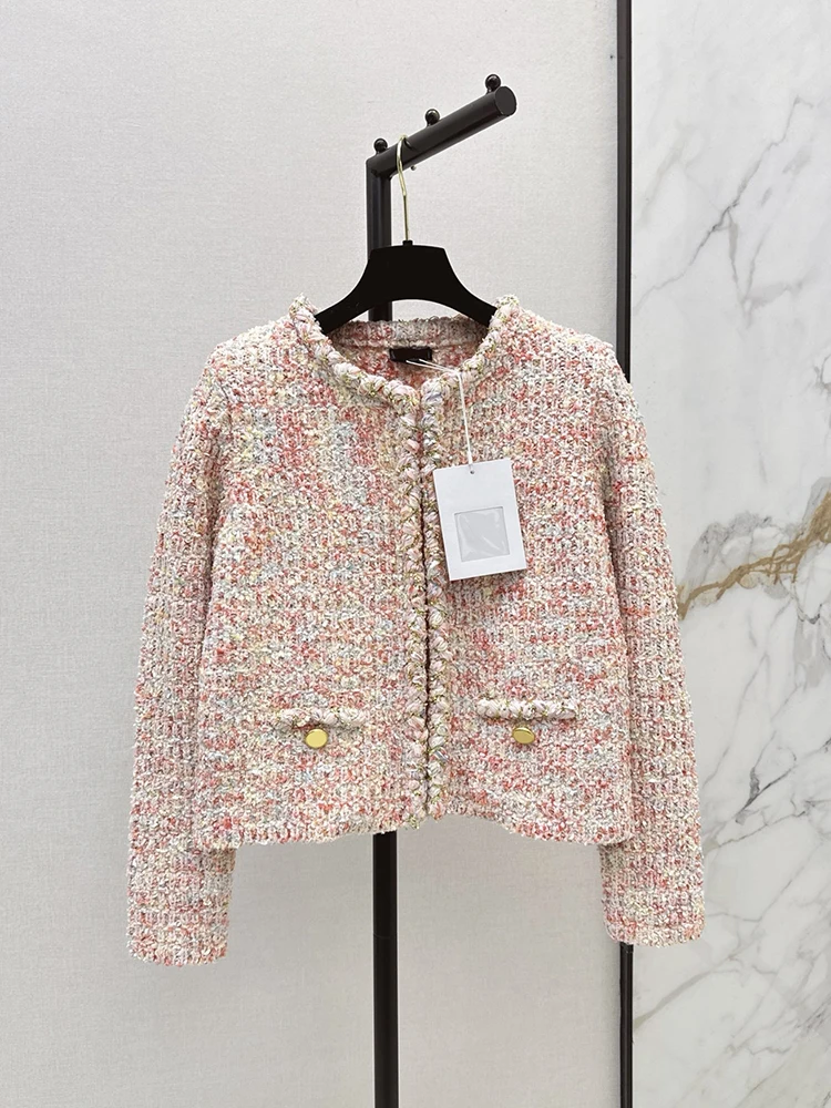 Autumn Winter Fashion Macaron Thick Yarn Knitting Casual Cardigan Women's O-Neck Long Sleeve Loose Covered Button Sweaters