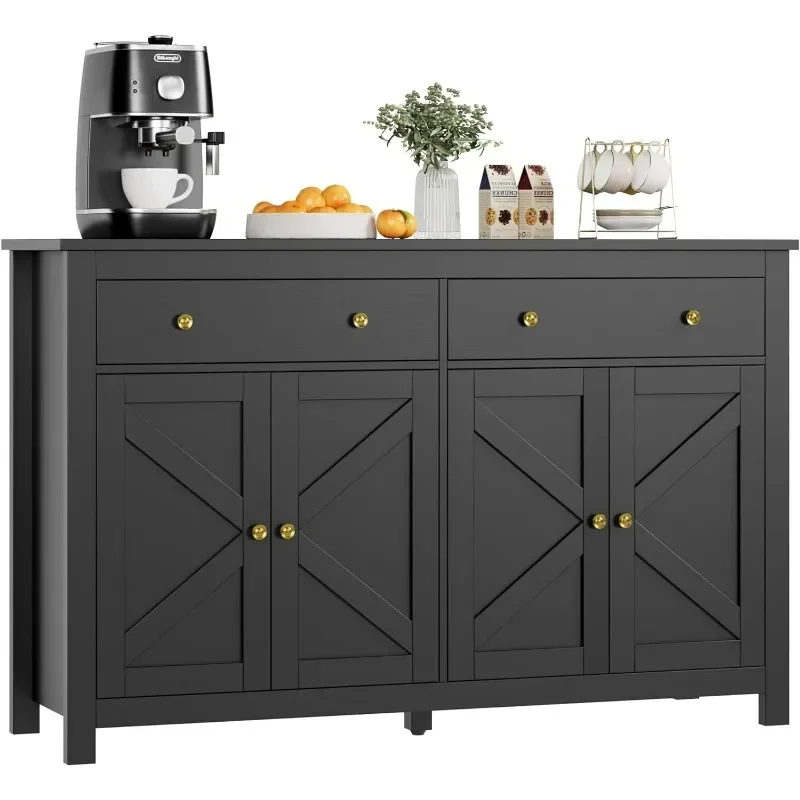 Black Sideboard Buffet Cabinet with Storage, 55.1