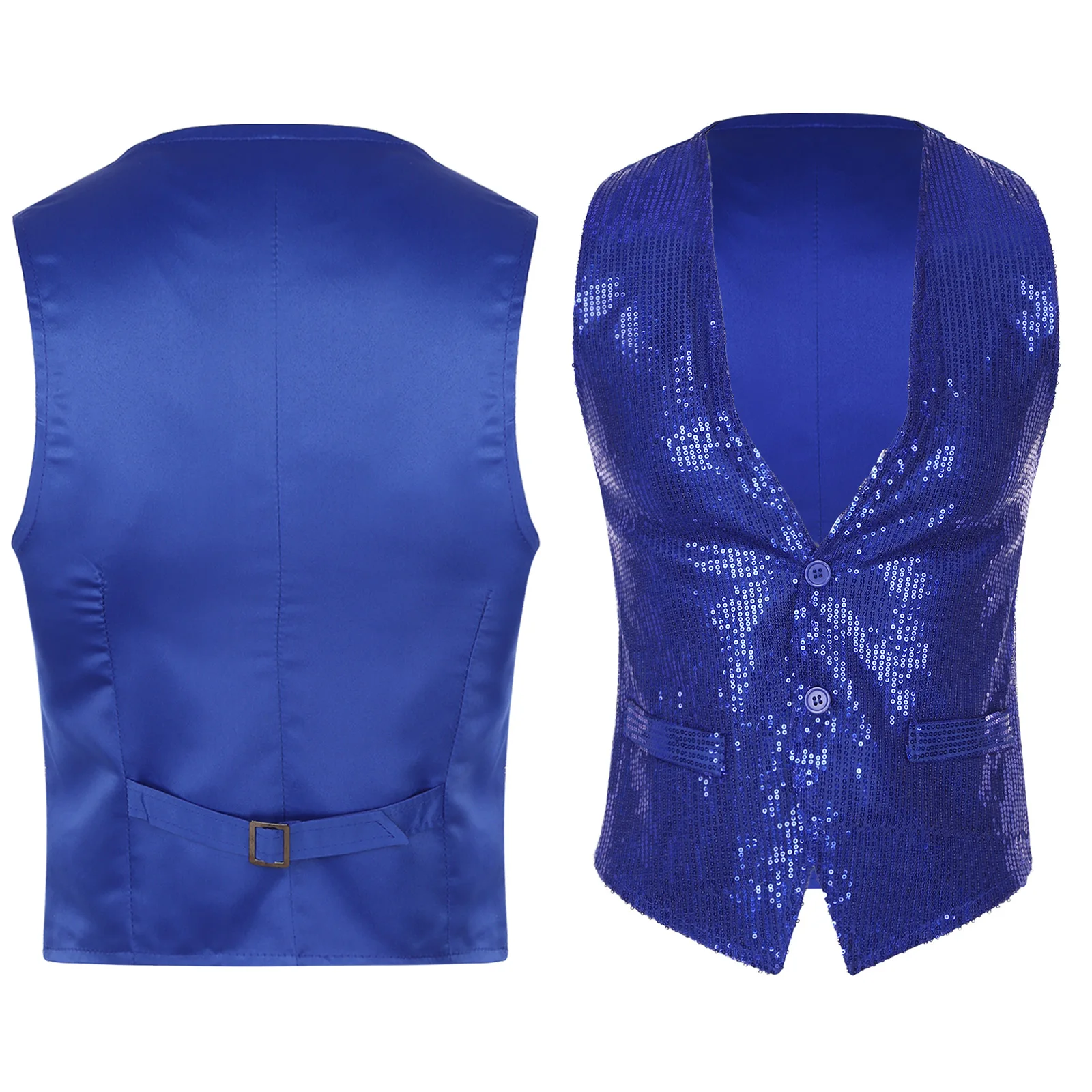 Mens Disco Waistcoat Glittery Sequins Vest Fashion Sleeveless Jacket Jazz Dancing Hiphop Party Club Costumes Music Festival Tops