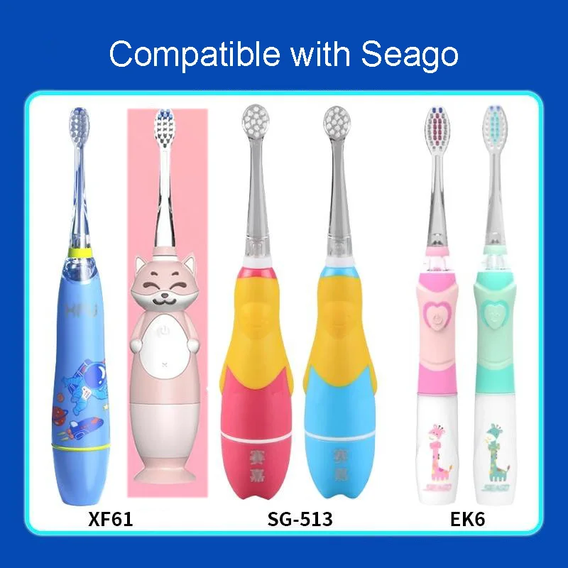 8Pcs Seago Replacement Toothbrush Heads SG-831/832 Soft Bristle Gum Care for Seago Child Electric Toothbrush SG977/EK6/EK7/SG513