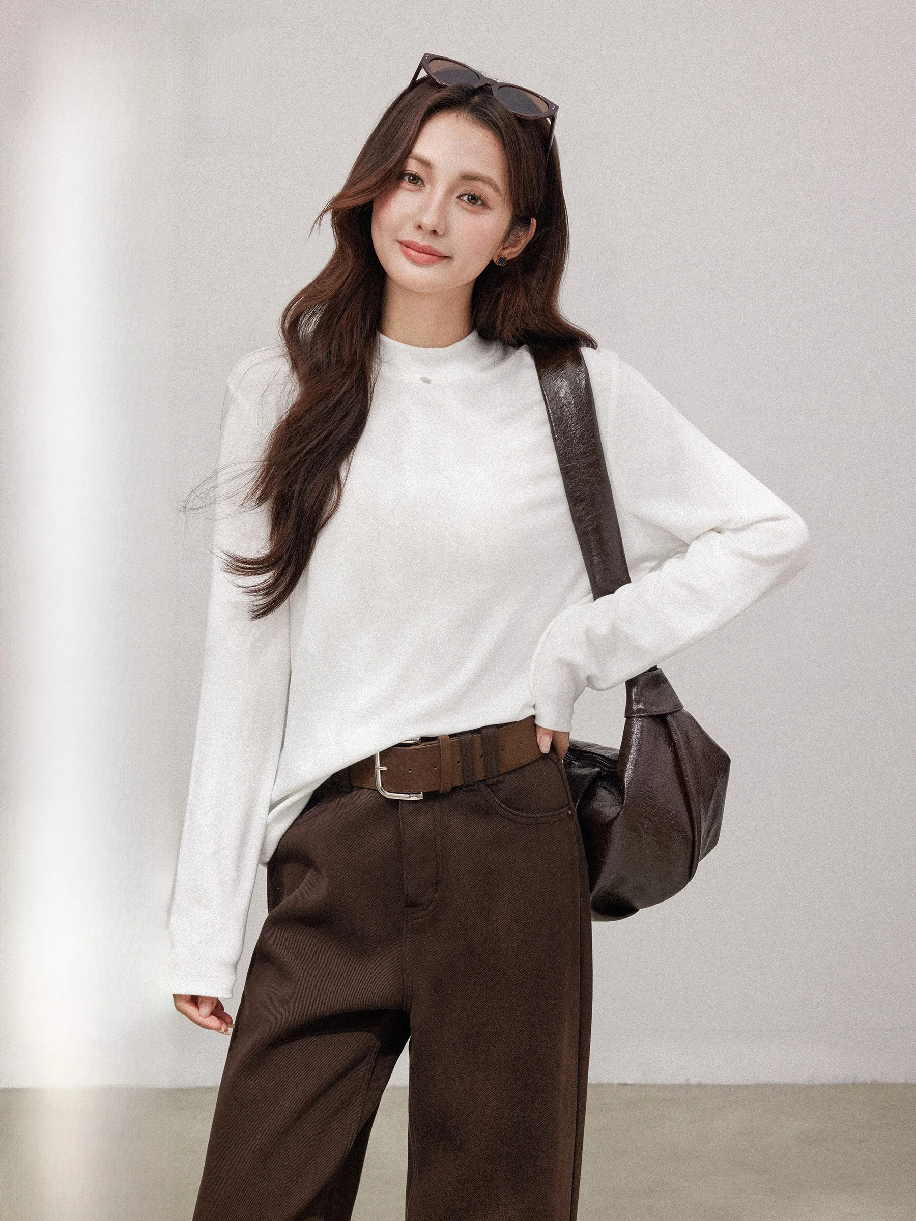 

Chang Dou Dou Женская футболка Long Sve Casual f Высокий воротник Внутренняя одежда Базовый слой Топ на осень-зиму 2025 Новый корейский...