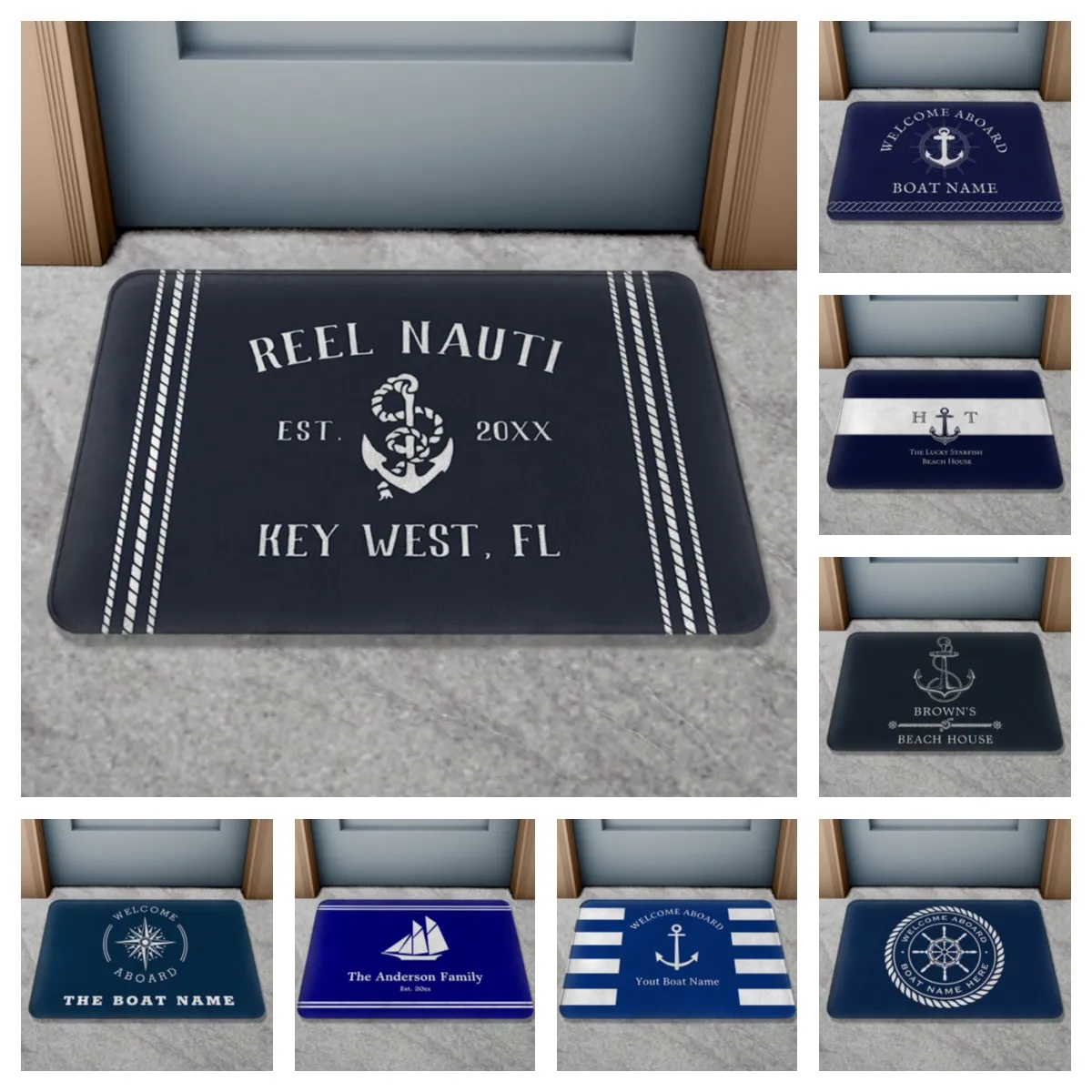 

Custom Anti Slip Bathroom Mat Personalized Nautical Theme Door Mat Non Slip Welcome Mat Custom Boat Name Bathroom Rug Home Decor