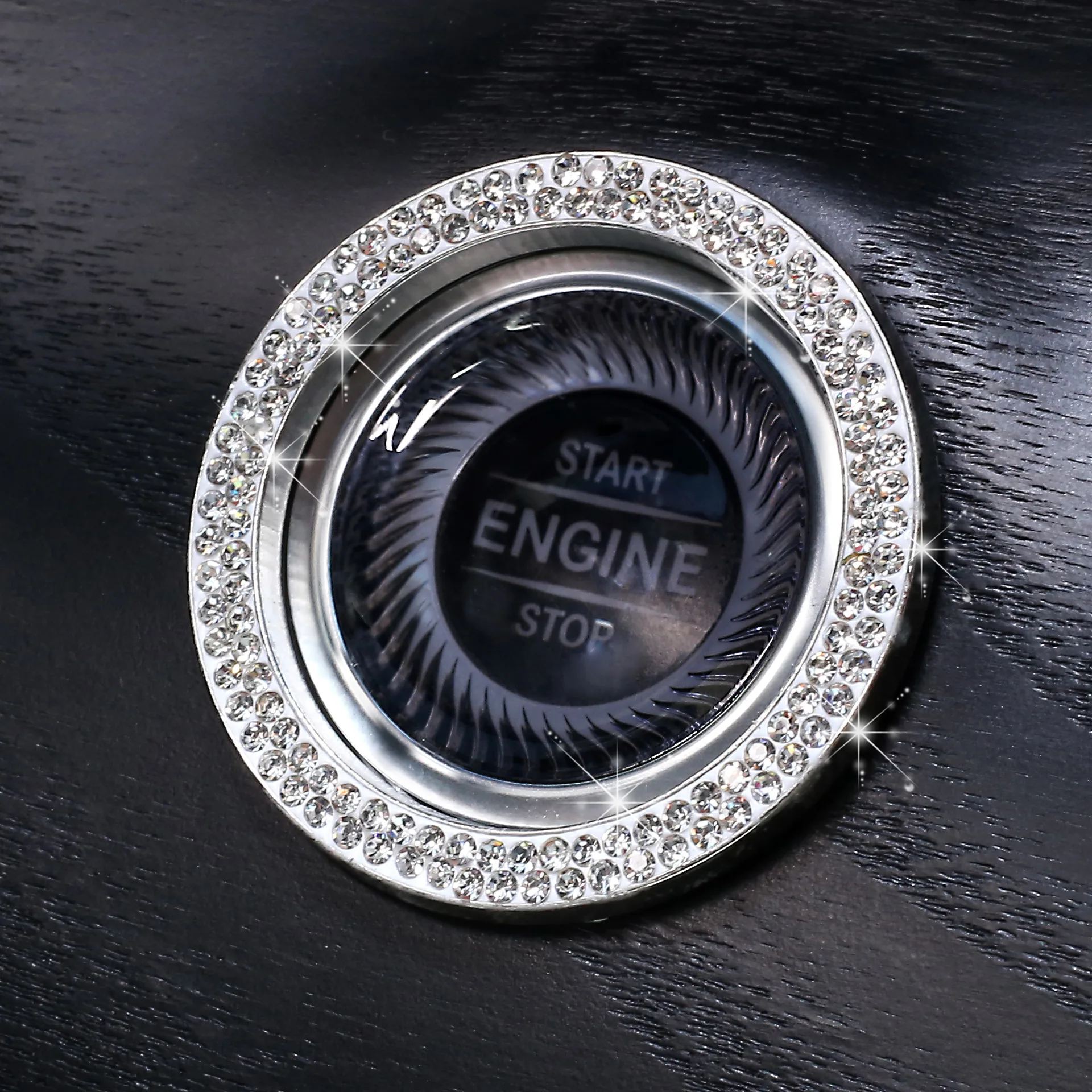 Diamond Engine Ignition Onekey Start Stop Push Button Switch Protective Cover Bling Girls Auto Accessories Car Interior Decor