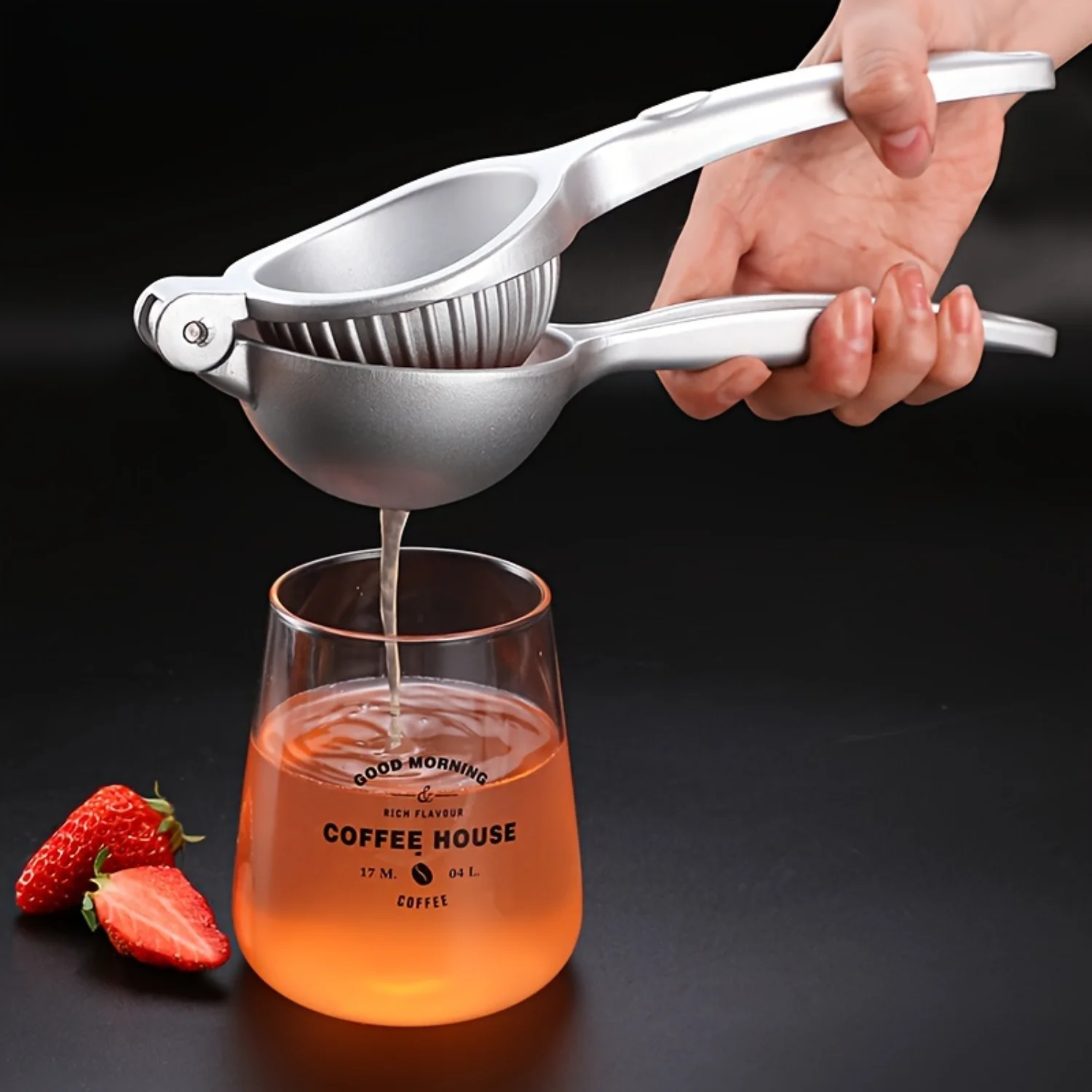 Zinc Alloy Citrus Juicer - Heavy Duty Hand Press Squeezer - Quick Juice Output - Orange Lemon Pomegranate, Sugar Cane Extraction