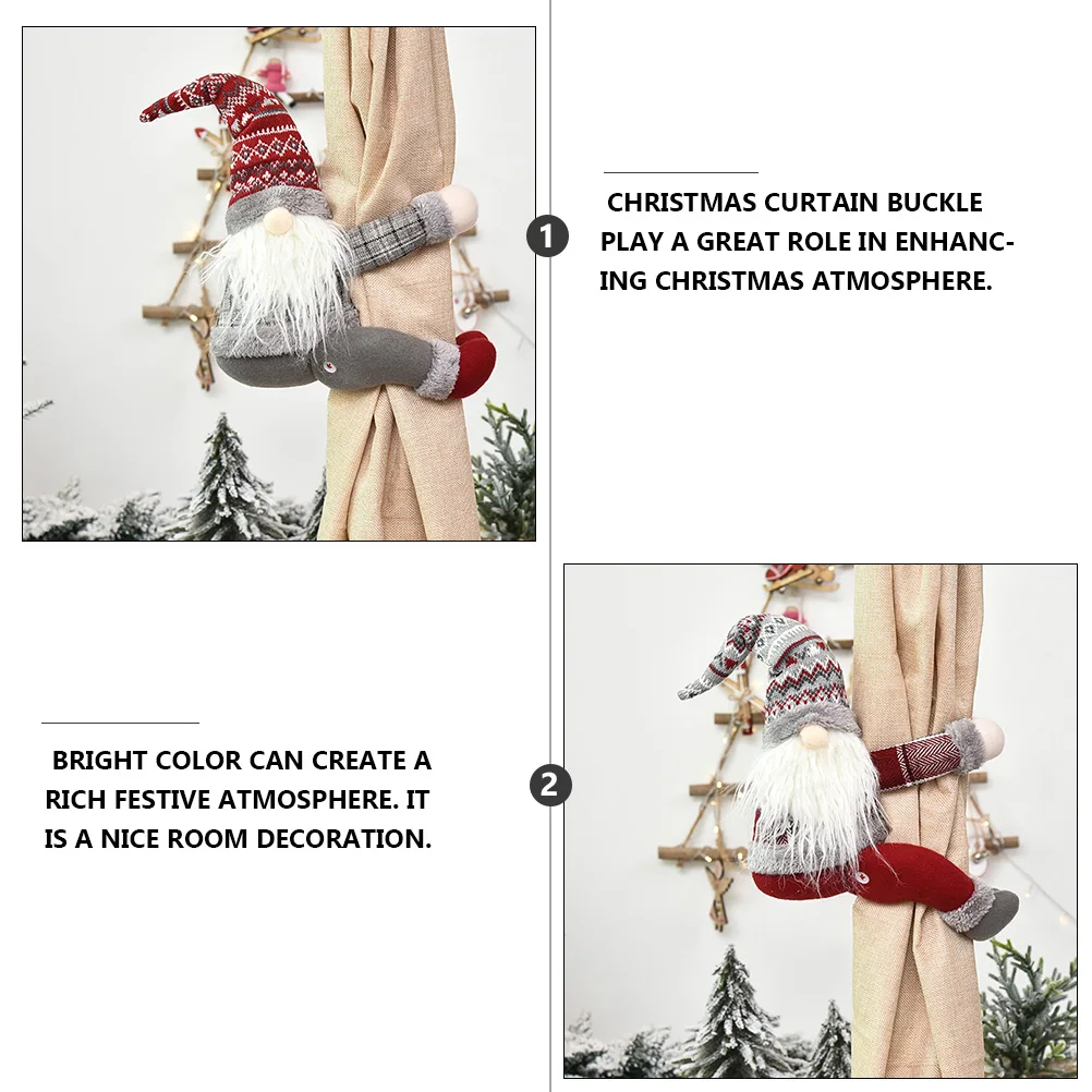 

2Pcs Christmas Curtain Buckle Bright Color Lovely Xmas Decorative Buckle for Living Room Home Festival Decoration