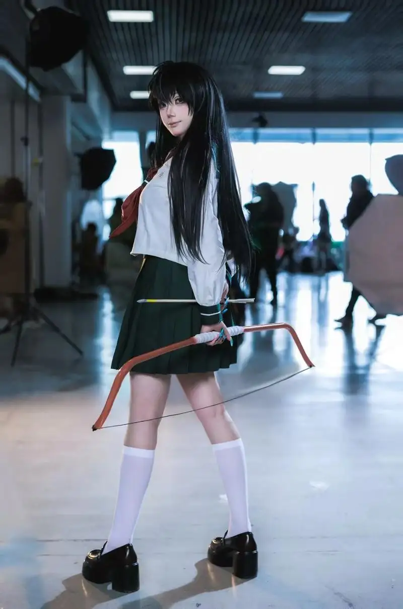 Higurashi Kagome Cosplay Costume Anime Inuyasha Kagome Cosplay Sailor School Girl Uniform Student Skirt Halloween Women Girl Cos view 3