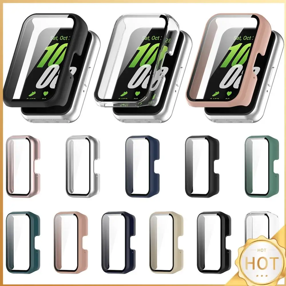 Capa de relógio para PC, anti-queda, à prova de poeira, cobertura total, moldura de filme temperado com vidro temperado para Samsung Galaxy Fit 3 SM-R