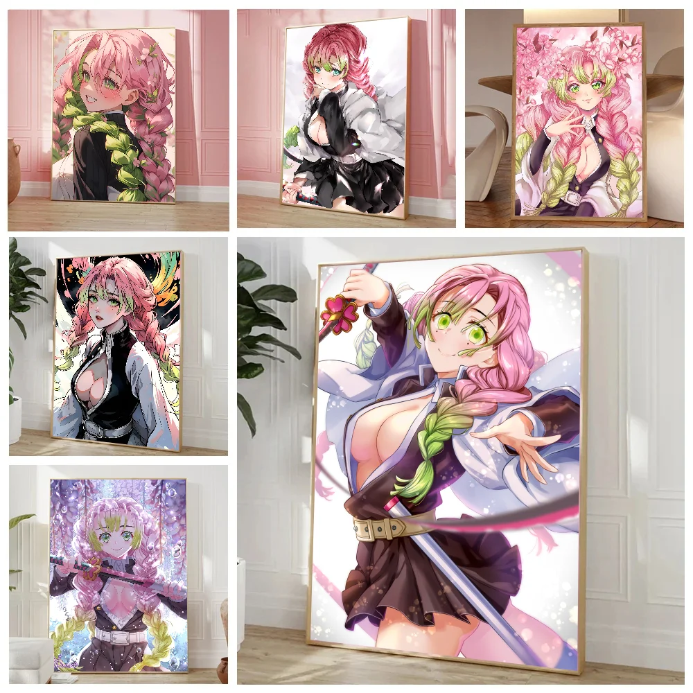 Anime Demon Slayer Kanroji Mitsuri Poster Stickers Living Room Bedroom Entrance Cafe Wall Art Decoration Painting Room Decor