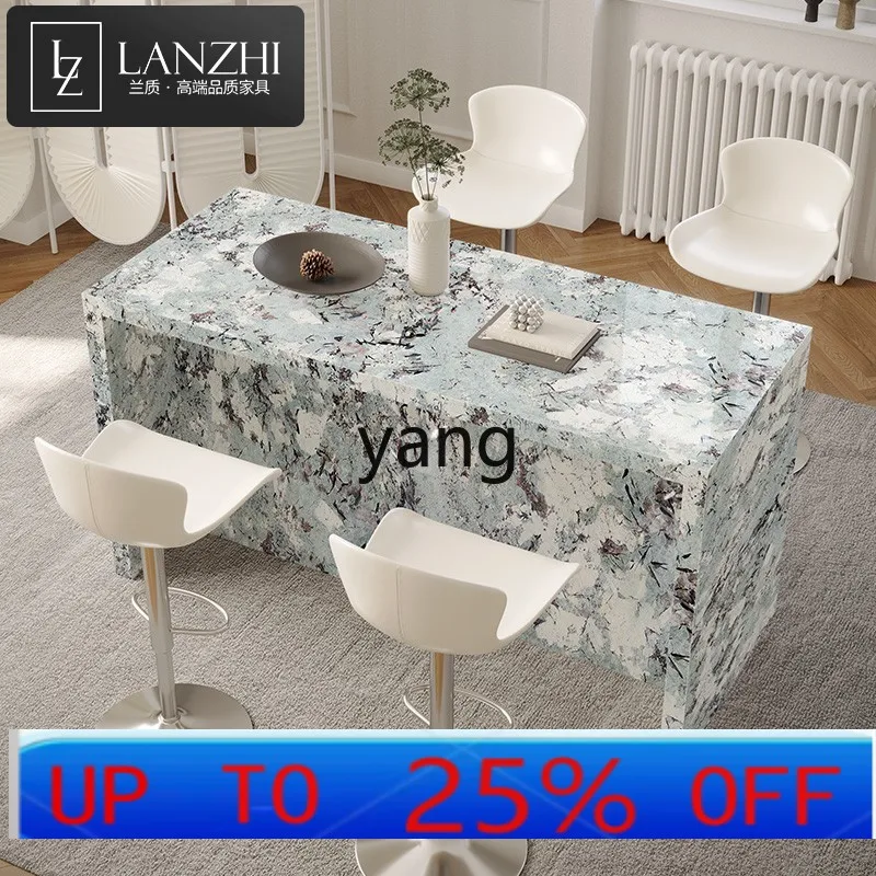 Lmm light luxury rock slab bar table integrated living room kitchen high-end partition dining table and chairs