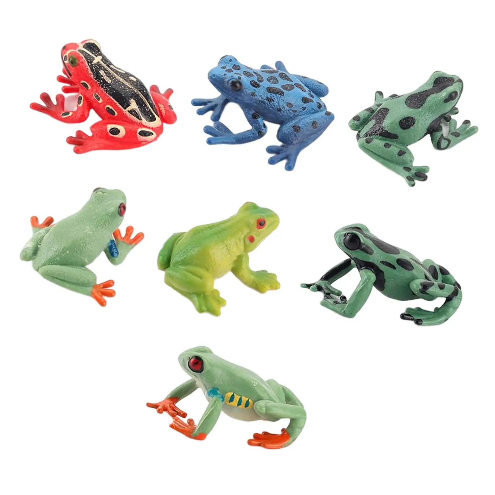 

7x Frog Toy Figures Animal Model for Aquarium Decor Collection Birthday Gift