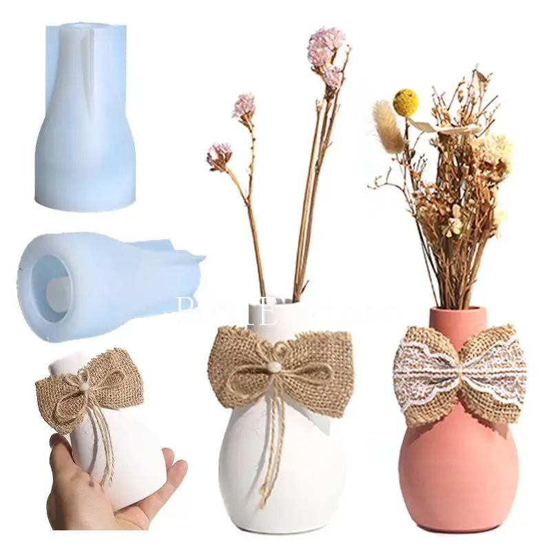 3D Long Vase Clay Silicone Mold DIY Crat Art Home Decoration Beauty Flowerpot Concrete Cement Molds