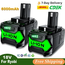 18V 6000mAh Battery For Ryobi P108 Li-ion Rechargeable Battery BPL1820 P108 P109 P106 P105 P104 RB18L50 Power Tool Baterry