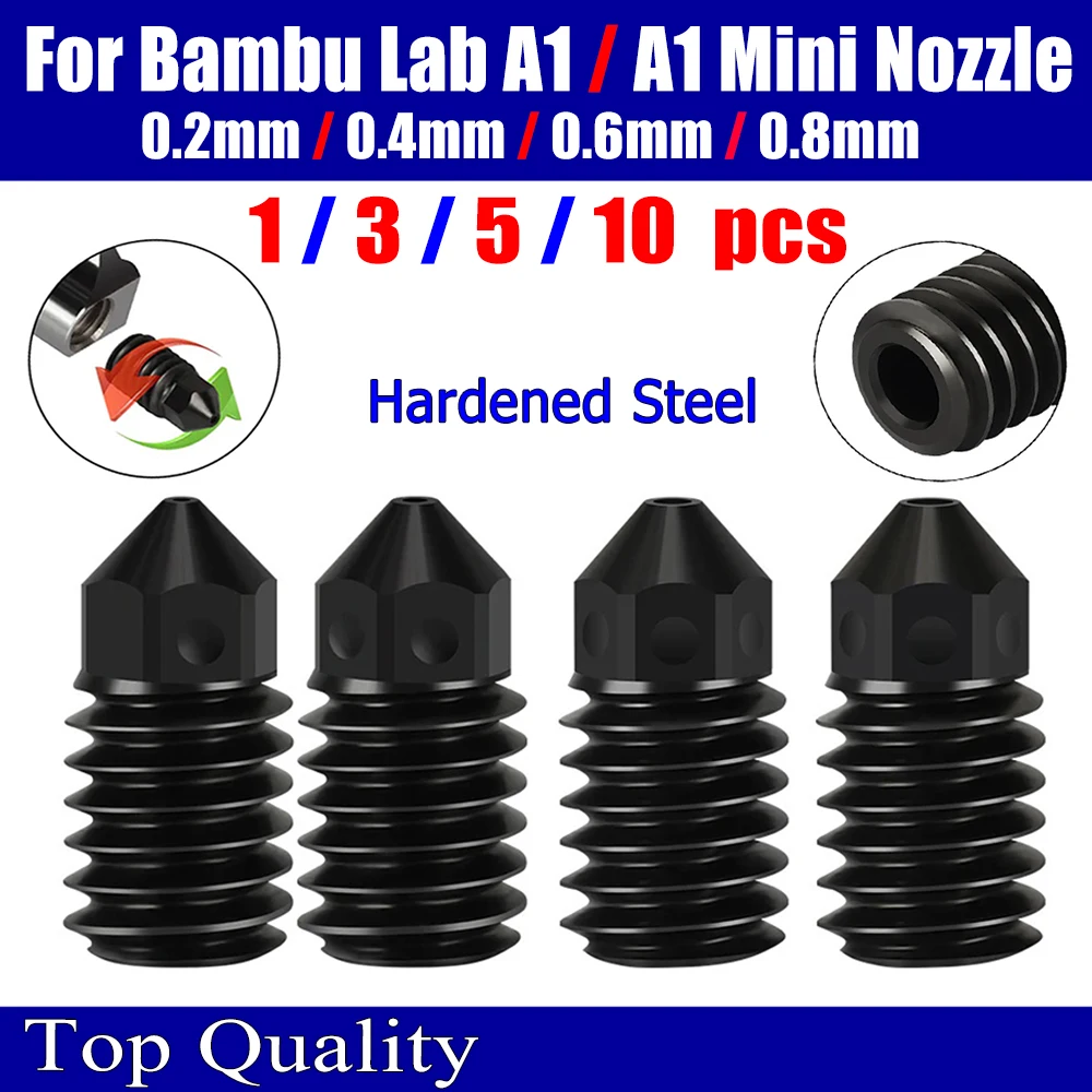 

Nozzles For Bambu Lab a1 / A1 Mini Nozzle 0.2 0.4 0.6 0.8mm Hardened Steel Nozzle For Bambulab A1 Upgrade Hotend Kit 3D Printer