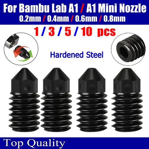 Boquillas para Bambu Lab a1/A1 Mini boquilla 0,2 0,4 0,6 0,8mm boquilla de acero endurecido para Bambulab A1 actualización Hotend Kit impresora 3D