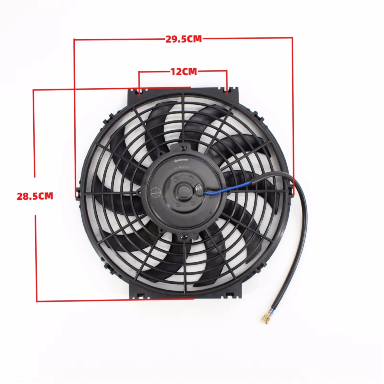 RV65F 12V/24V universal 10-inch fan, ultra-thin electric radiator cooling fan, water tank electronic fan cooling fan bent blade