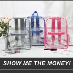 Backpack Transparent School Bag for College Teenagers Clear Stadium Bag Rucksack Student Casual Daypack Female Bookbag