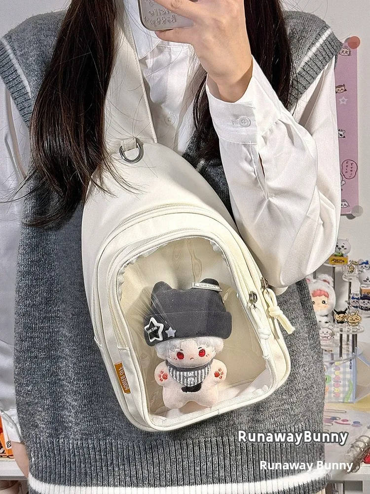 

Daily Basic Sna Pain Bag Transparent Crossbody oulder Bag for Teens Korean Sle Soft Polyester Casual Vertical Square Bag
