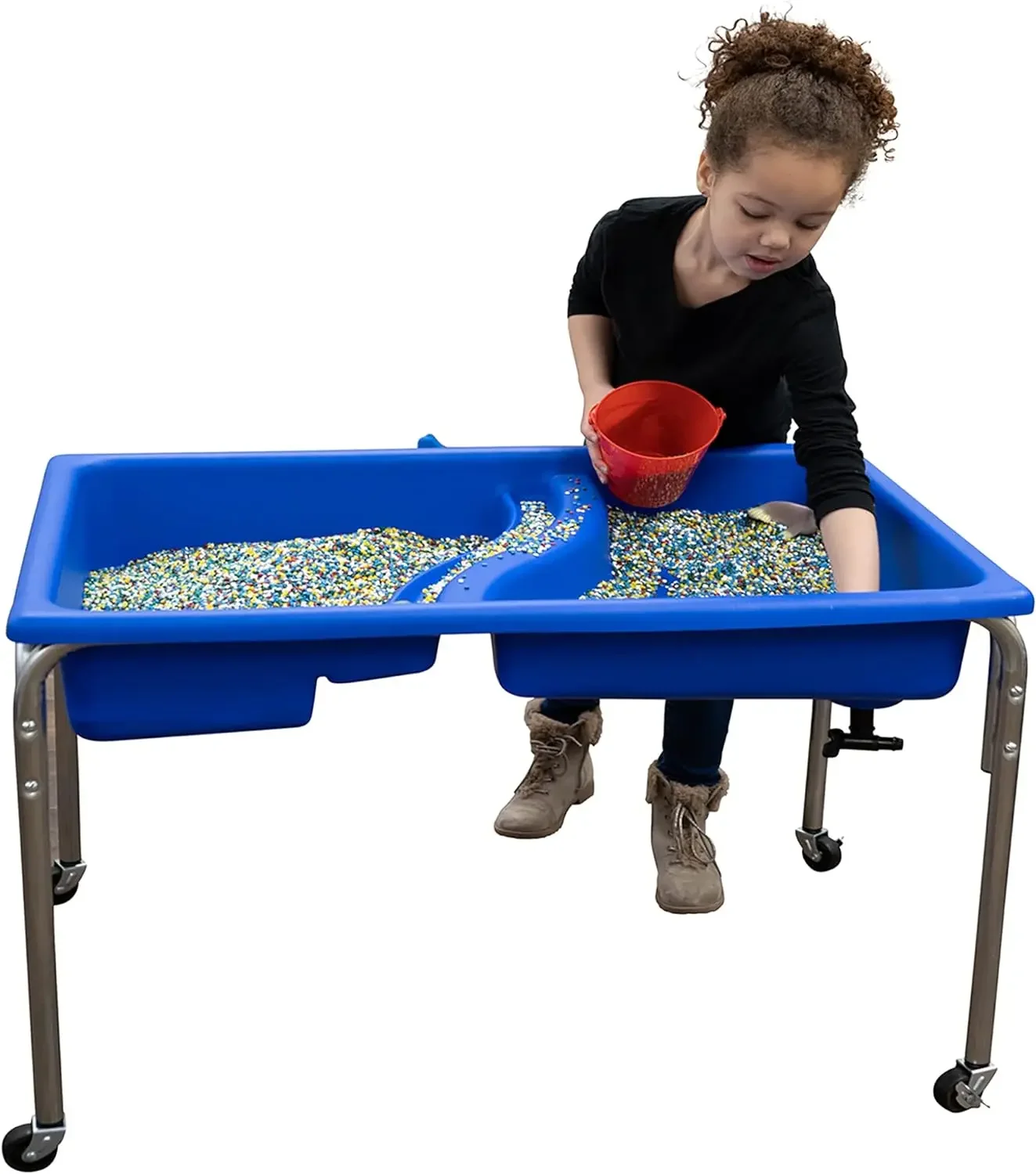 Fabbrica per bambini Neptune 24 "grande tavolo sensoriale, Sandbox con coperchio, tavolo da acqua per bambini, blu