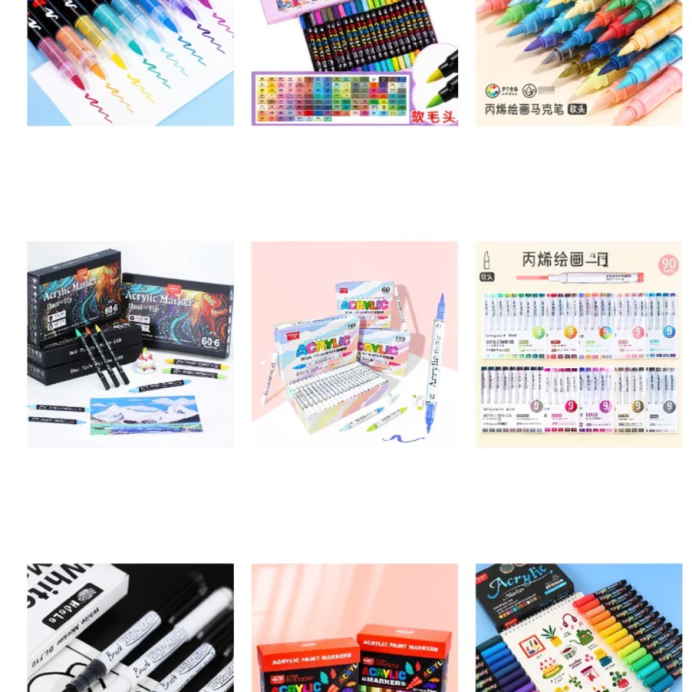 For For Guangna Acrylic Paint Markers Set Dual Tip Liquid Ink Pens Professional Drawing Illustration Sketching Art Supplies