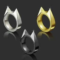 1Pc Cat Ear Mini Stainless Steel Defensive Ring Self Defense Portable Personal Protection Tool Men's and Women's Metal Ring 2024