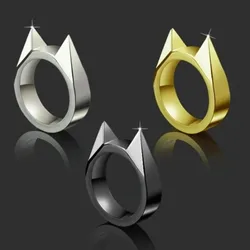 1Pc Cat Ear Mini Stainless Steel Defensive Ring Self Defense Portable Personal Protection Tool Men's and Women's Metal Ring 2025