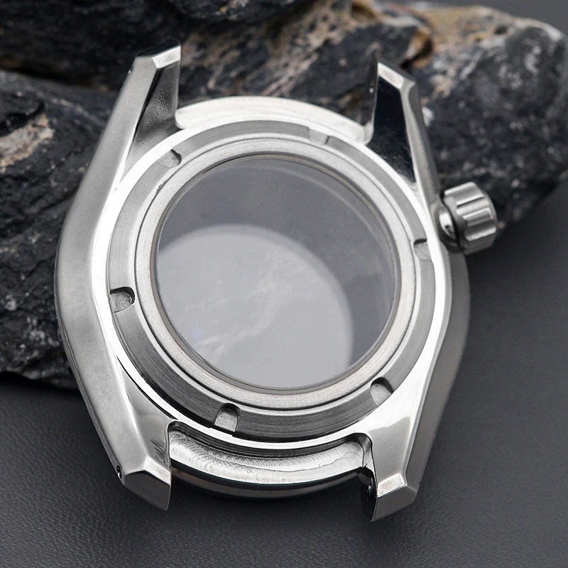 Silver  SPB185 SPB187 Replacement Watch Case Sapphire Glass Fits NH35 NH36 4R Movement Crown 3.8 Men's Diving Case